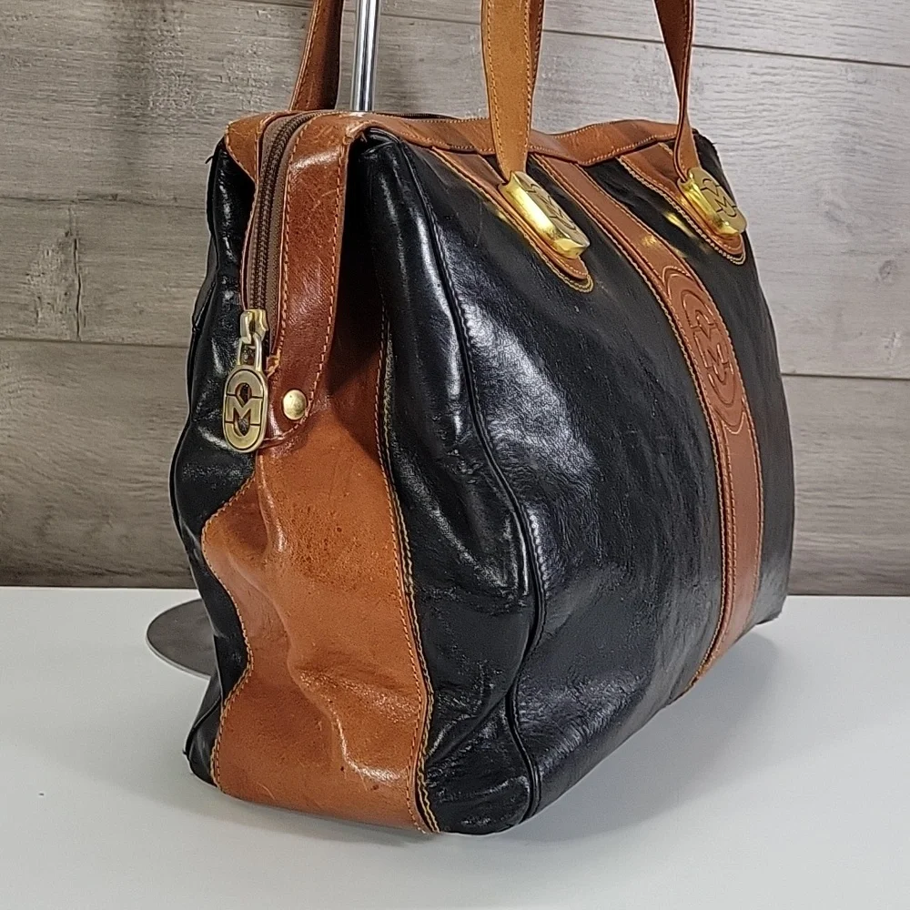 Vintage Marino Orlandi Black/Brown Large Leather Bag